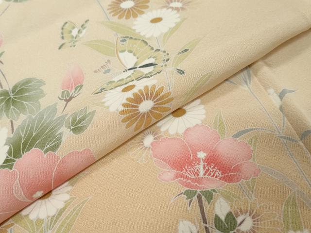 平和屋着物●訪問着　友禅　花蝶文　暈し染め　正絹　逸品　DABK0418ud