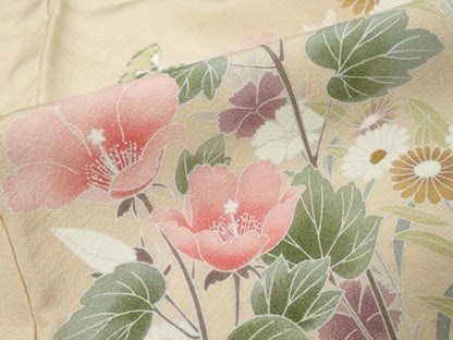平和屋着物●訪問着　友禅　花蝶文　暈し染め　正絹　逸品　DABK0418ud