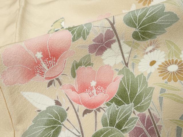 平和屋着物●訪問着　友禅　花蝶文　暈し染め　正絹　逸品　DABK0418ud