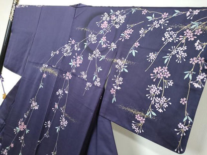 平和屋着物●訪問着　流水御所車草花文　暈し染め　金彩　やまと誂製　正絹　逸品　DABK0424ud
