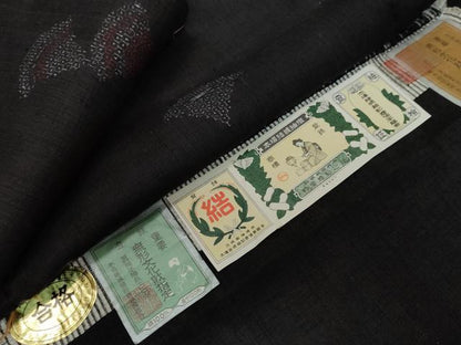 平和屋着物●本場結城紬　重要無形文化財　80亀甲　奥順　飛び亀甲柄　青海波　証紙付き　正絹　逸品　DABK0429ud