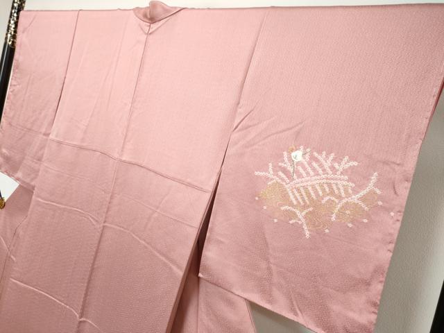 平和屋着物●訪問着　絞り　刺繍　流水草花文　金彩　正絹　逸品　未使用　DABK0432ud