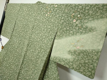 平和屋着物●訪問着　駒刺繍　宝尽くし文　暈し染め　金彩　正絹　逸品　DABK0433ud