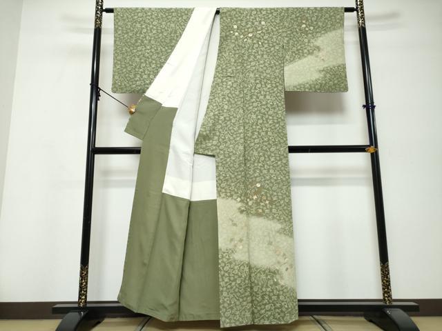 平和屋着物●訪問着　駒刺繍　宝尽くし文　暈し染め　金彩　正絹　逸品　DABK0433ud
