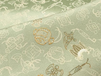 平和屋着物●訪問着　駒刺繍　宝尽くし文　暈し染め　金彩　正絹　逸品　DABK0433ud