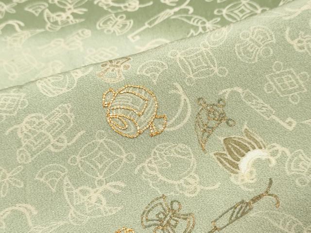 平和屋着物●訪問着　駒刺繍　宝尽くし文　暈し染め　金彩　正絹　逸品　DABK0433ud
