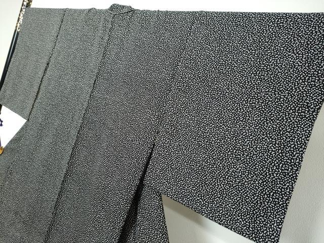 平和屋着物●訪問着　作家物　舞桜文　黒地　三越扱い　正絹　逸品　DABK0434ud