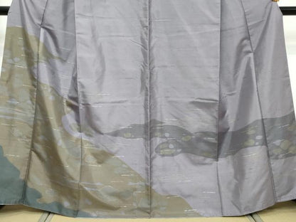 平和屋着物●訪問着　紬地　抽象文様　金銀彩　正絹　逸品　DABK0435ud