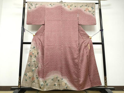 平和屋着物●皇室デザイナー　中村乃武夫　訪問着　立涌草花文　暈し染め　金彩　正絹　逸品　DABK0439ud