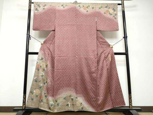 平和屋着物●皇室デザイナー　中村乃武夫　訪問着　立涌草花文　暈し染め　金彩　正絹　逸品　DABK0439ud