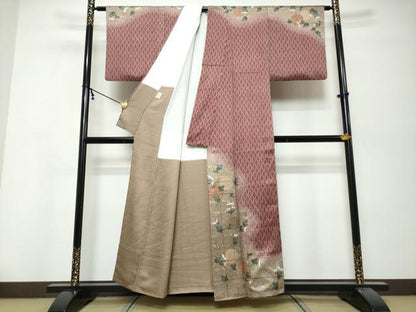 平和屋着物●皇室デザイナー　中村乃武夫　訪問着　立涌草花文　暈し染め　金彩　正絹　逸品　DABK0439ud