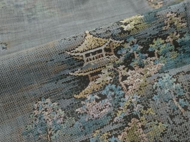 平和屋着物●都喜ヱ門　本場大島紬　9マルキ　風景樹林文　藤絹織物謹製　正絹　逸品　DABK0440ud