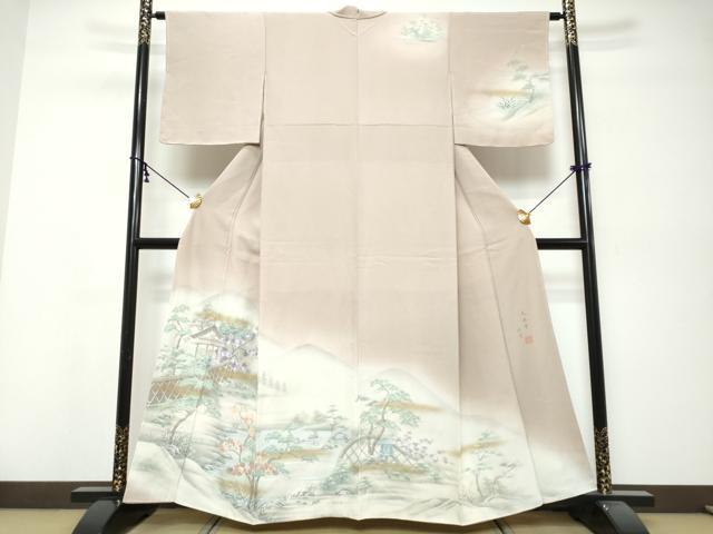 平和屋着物●訪問着　作家物　手描き　光悦寺住室　暈し染め　金彩　正絹　逸品　未使用　DABK0441ud