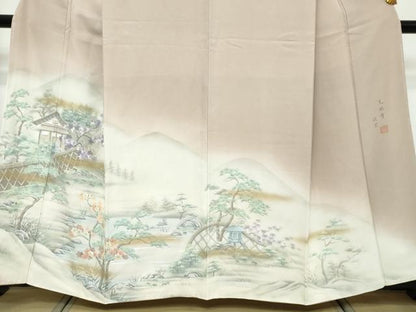 平和屋着物●訪問着　作家物　手描き　光悦寺住室　暈し染め　金彩　正絹　逸品　未使用　DABK0441ud