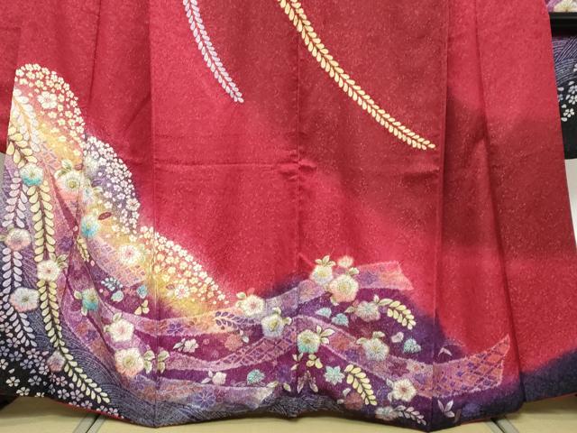 平和屋着物●豪華振袖　辻が花　暈し染め　金彩　金通し地　京都きもの友禅扱い　正絹　逸品　DABK0458ud