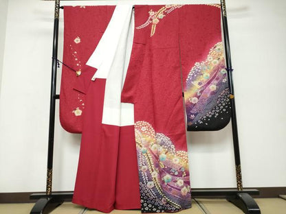平和屋着物●豪華振袖　辻が花　暈し染め　金彩　金通し地　京都きもの友禅扱い　正絹　逸品　DABK0458ud