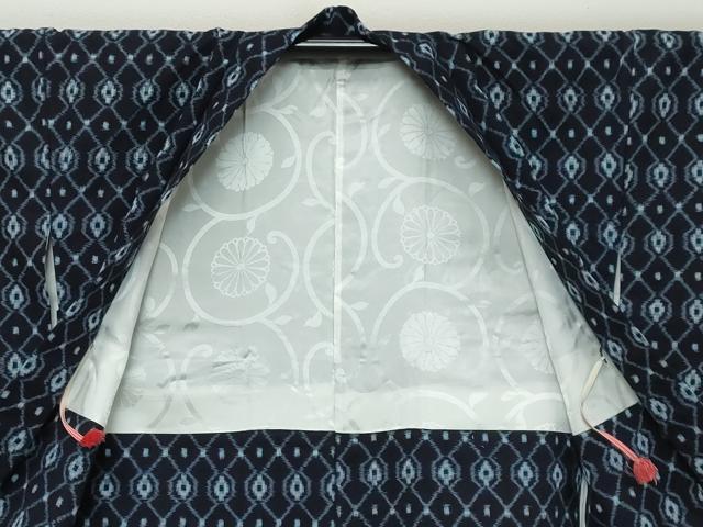 平和屋着物●久留米絣　袷　アンサンブル　菱文　綿　逸品　DABK0466ud