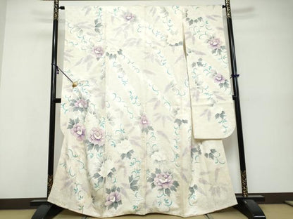 平和屋着物●豪華振袖　絞り　手描き　舞花文　正絹　逸品　DABK0475ud