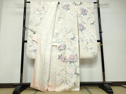 平和屋着物●豪華振袖　絞り　手描き　舞花文　正絹　逸品　DABK0475ud