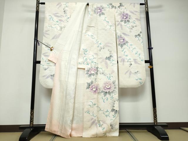 平和屋着物●豪華振袖　絞り　手描き　舞花文　正絹　逸品　DABK0475ud