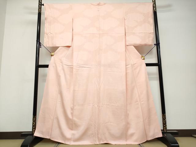 平和屋着物●上質な色無地　雲霞芝地紋　一斤染色　正絹　逸品　DABK0487ud