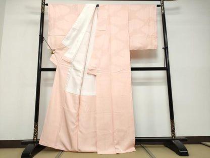 平和屋着物●上質な色無地　雲霞芝地紋　一斤染色　正絹　逸品　DABK0487ud
