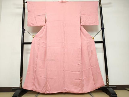 平和屋着物●上質な色無地　霞地紋　紫根染　薄紅色　正絹　逸品　DABK0510ud