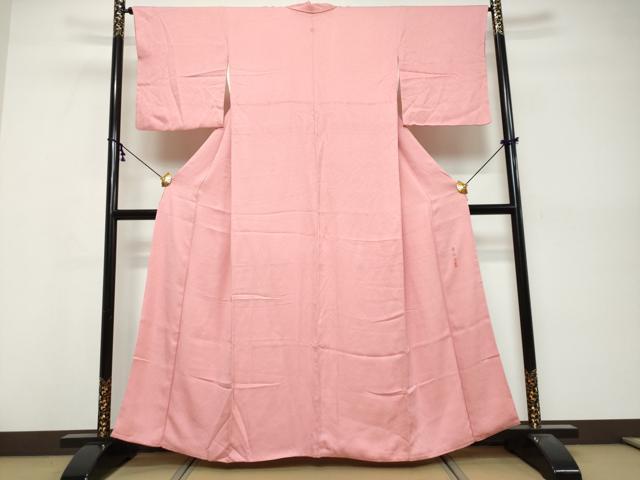 平和屋着物●上質な色無地　霞地紋　紫根染　薄紅色　正絹　逸品　DABK0510ud
