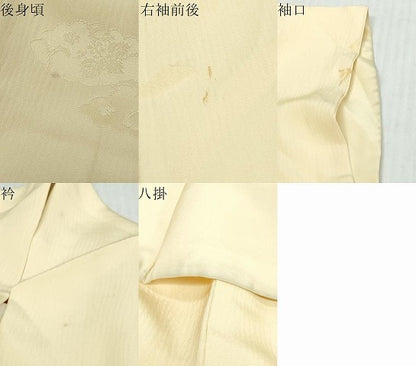 平和屋着物●無地絵羽訪問着　雲霞草花地紋　鳥の子色　正絹　逸品　DABK0511ud