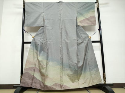 平和屋着物●本場縞大島紬　訪問着　染大島　作家物　遠山霞文　正絹　逸品　DABK0515ud