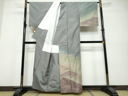 平和屋着物●本場縞大島紬　訪問着　染大島　作家物　遠山霞文　正絹　逸品　DABK0515ud