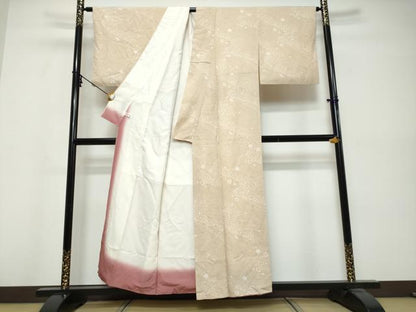 平和屋着物●上質な小紋　紬地　舞桜文　さが美扱い　正絹　逸品　DABK0517ud