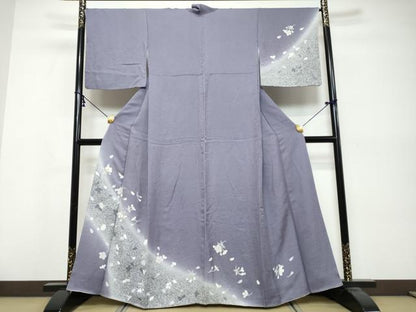 平和屋着物●訪問着　舞桜文　暈し染め　金彩　正絹　逸品　DABK0524ud