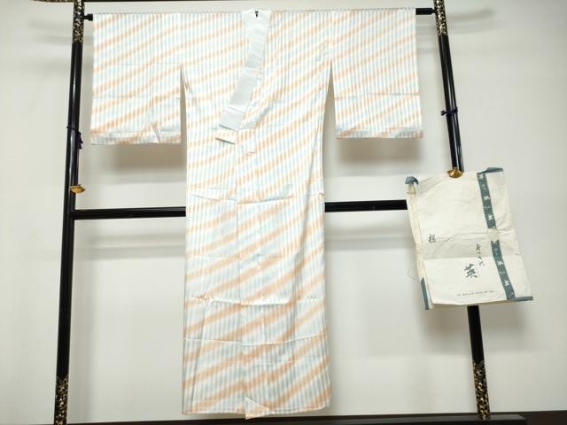 平和屋着物●洗える最高級着物　＜英＞はなぶさ謹製　長襦袢　無双仕立て　斜縞　暈し染め　たとう紙付き　洗える着物　DABK0530ud