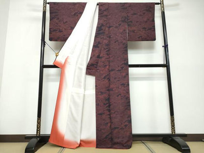 平和屋着物●人間国宝　初代六谷梅軒の息子　二代目　六谷梅軒(六谷博臣)江戸小紋　雲霞風景花文　正絹　逸品　DABK0533ud