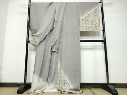 平和屋着物●訪問着　紬地　抽象文様　暈し染め　仮絵羽　正絹　逸品　未使用　DABK0534ud