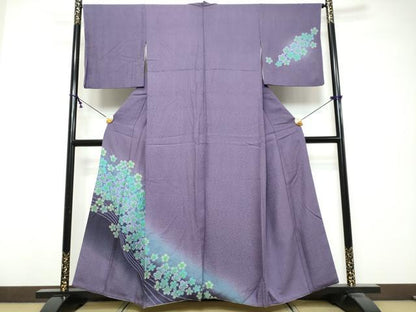 平和屋着物●訪問着　舞桜文　暈し染め　正絹　逸品　DABK0535ud