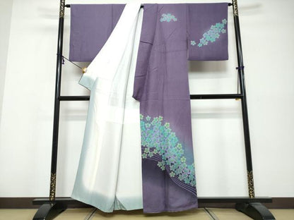 平和屋着物●訪問着　舞桜文　暈し染め　正絹　逸品　DABK0535ud