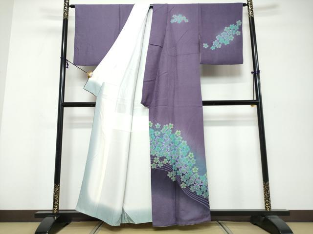 平和屋着物●訪問着　舞桜文　暈し染め　正絹　逸品　DABK0535ud