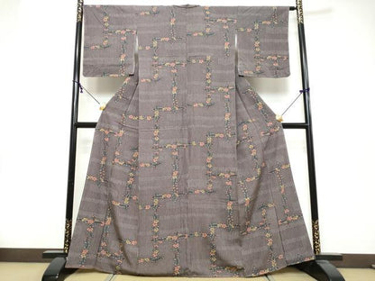 平和屋着物●上質な小紋　草花文　正絹　逸品　未使用　DABK0539ud