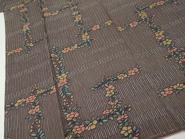 平和屋着物●上質な小紋　草花文　正絹　逸品　未使用　DABK0539ud