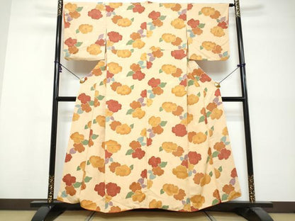 平和屋着物●上質な小紋　地紋起こし　舞花文　正絹　逸品　DABK0543ud