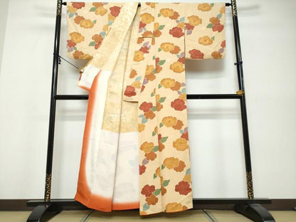 平和屋着物●上質な小紋　地紋起こし　舞花文　正絹　逸品　DABK0543ud