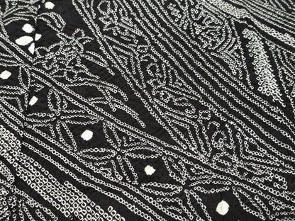 平和屋着物●訪問着　総絞り　吉祥花文　黒地　正絹　逸品　DABK0545ud