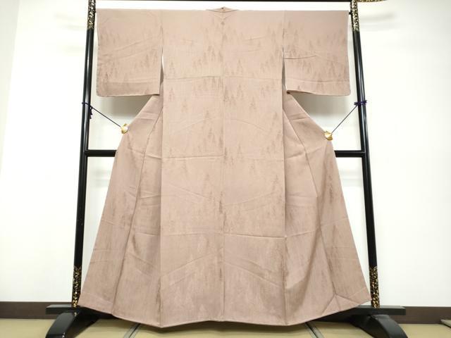 平和屋着物●皇室献上作家　北出与三郎　無地絵羽訪問着　樹林地紋　江戸鼠色　正絹　逸品　未使用　DABK0546ud