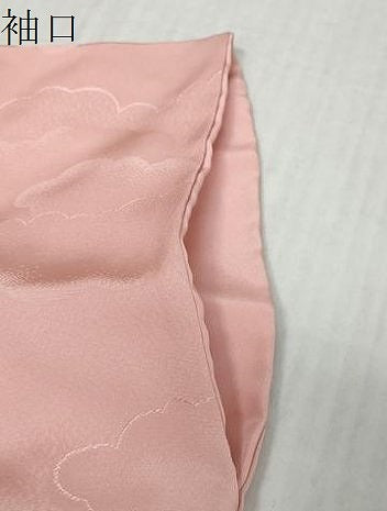 平和屋着物●上質な色無地　雲霞地紋　珊瑚色　正絹　逸品　DABK0547ud