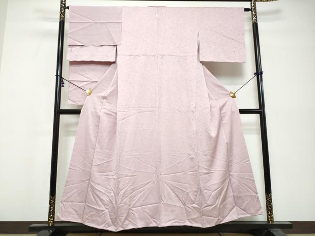 平和屋着物●上質な色無地　箔散らし地紋　紅藤色　反端付き　正絹　逸品　未使用　DABK0549ud