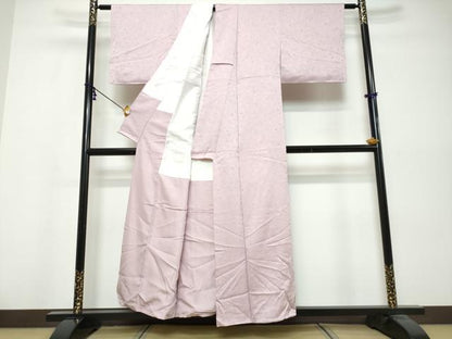 平和屋着物●上質な色無地　箔散らし地紋　紅藤色　反端付き　正絹　逸品　未使用　DABK0549ud