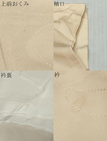 平和屋着物●上質な色無地　雪芝地紋　薄卵色　正絹　逸品　DABK0553ud
