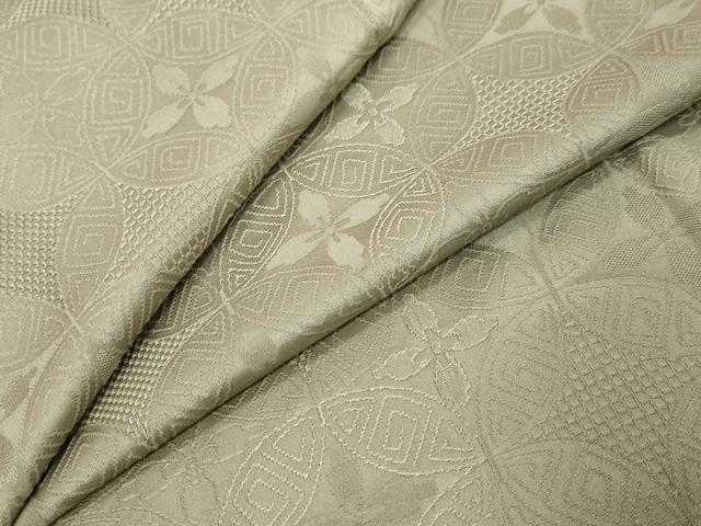 平和屋着物●上質な色無地　七宝花地紋　柳煤竹色　正絹　逸品　DABK0554ud